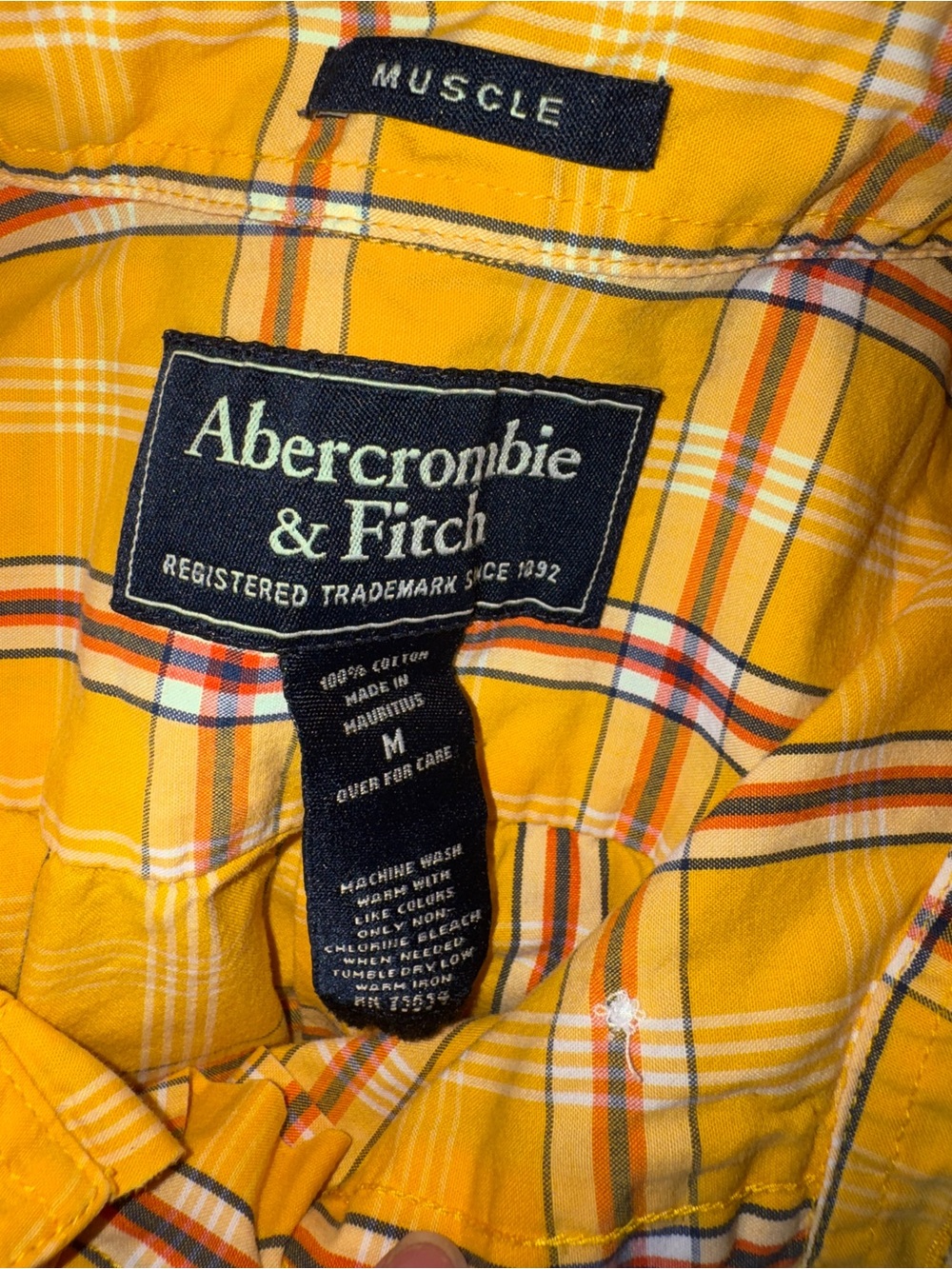 Abercrombie & Fitch Yellow Plaid Sleeveless Button-Down Shirt - Picture 7 of 8
